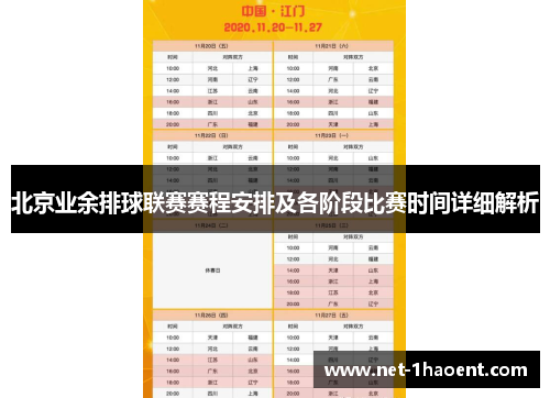 北京业余排球联赛赛程安排及各阶段比赛时间详细解析